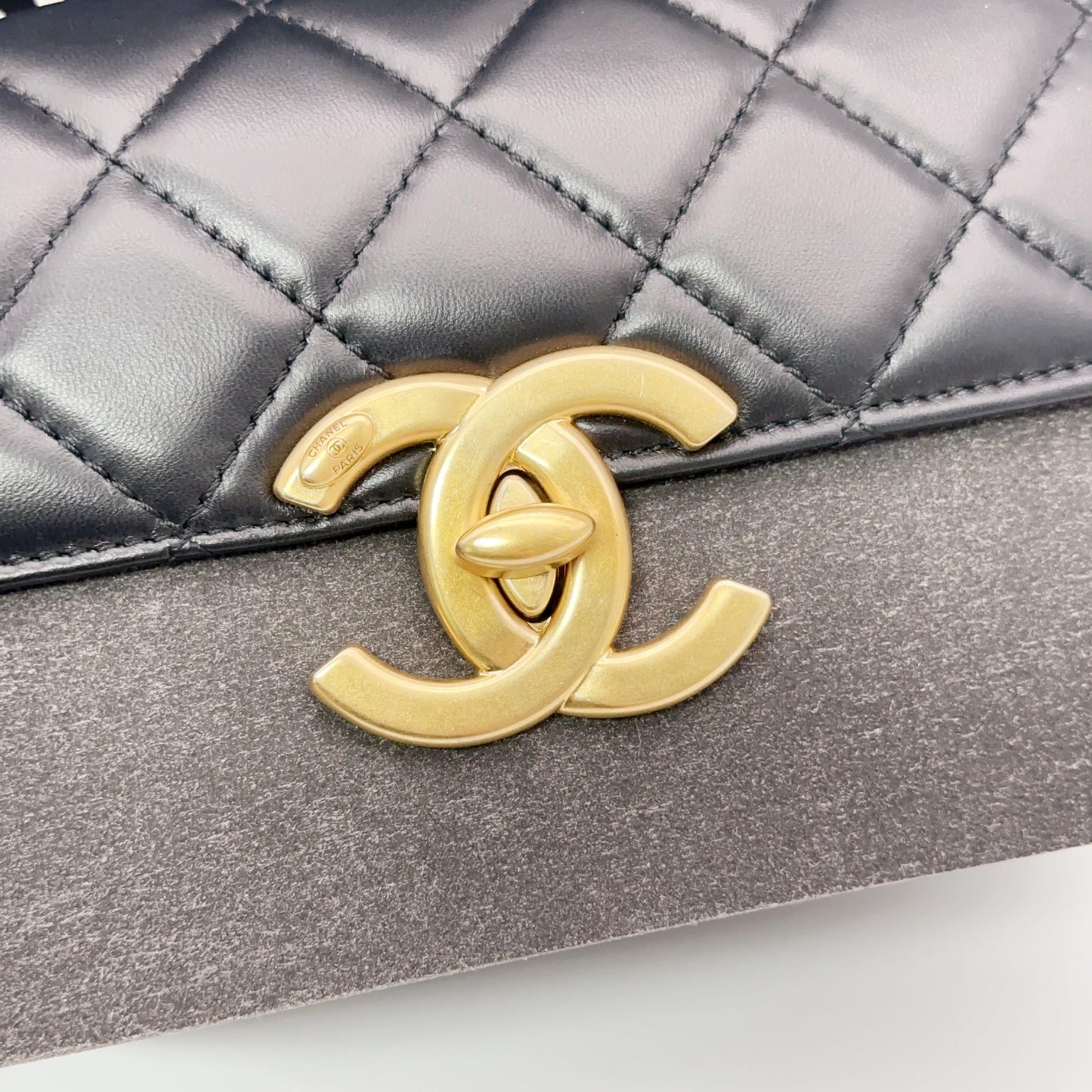 Chanel Mini Flap Bag in Black Lambskin (Maxi CC Turnlock) [Pre-Owned]