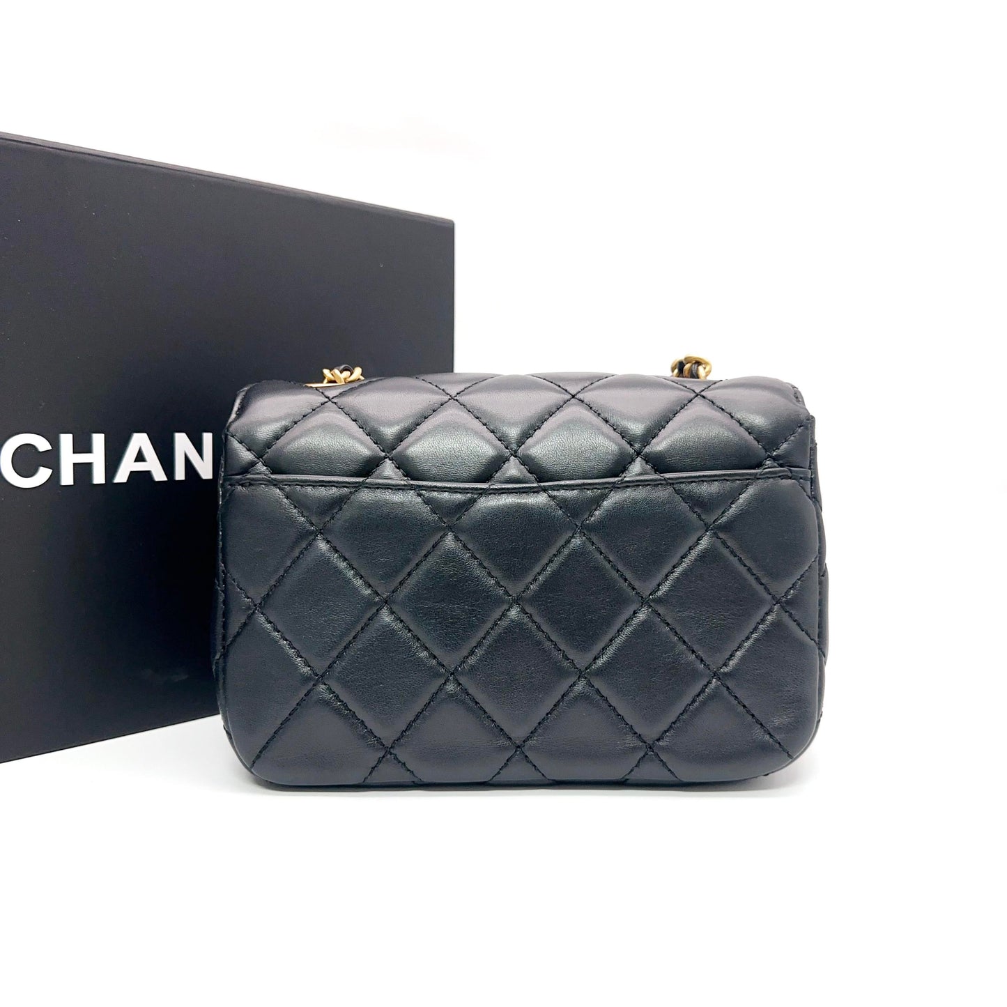 Chanel Mini Flap Bag in Black Lambskin (Maxi CC Turnlock) [Pre-Owned]
