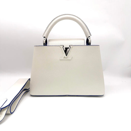 Louis Vuitton Capucines BB in White Taurillon Leather with Silver-Tone Hardware [Pre-Owned]
