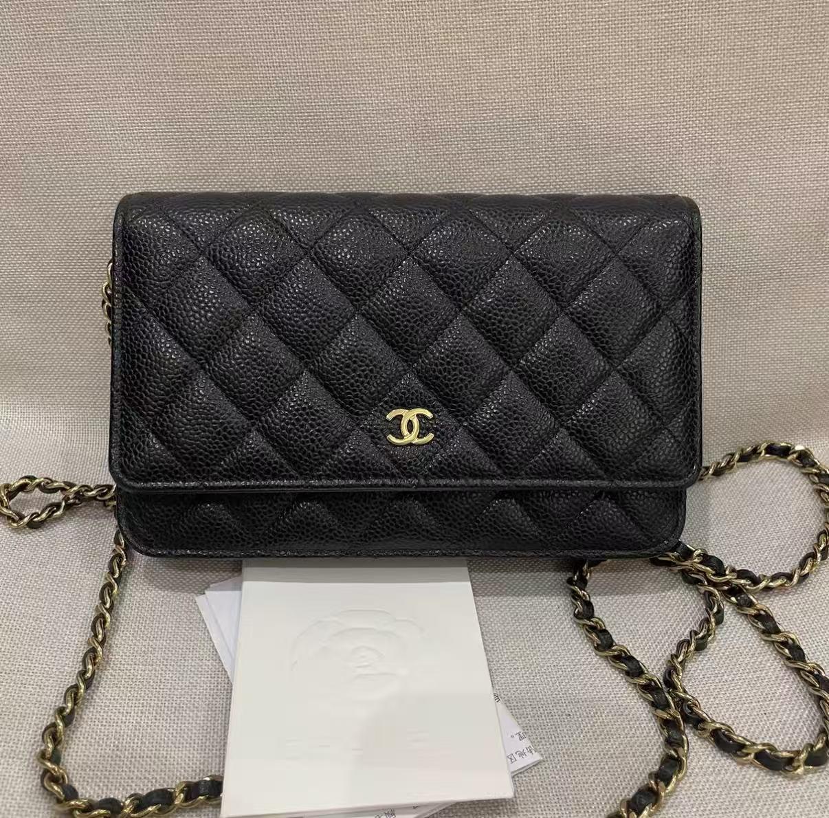Chanel Wallet on Chain (WOC) in Black Caviar Leather with Gold-Tone Hardware [Pre-Owned]