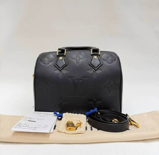 Louis Vuitton Speedy Bandoulière 25 in Black Monogram Empreinte Leather [Pre-Owned]