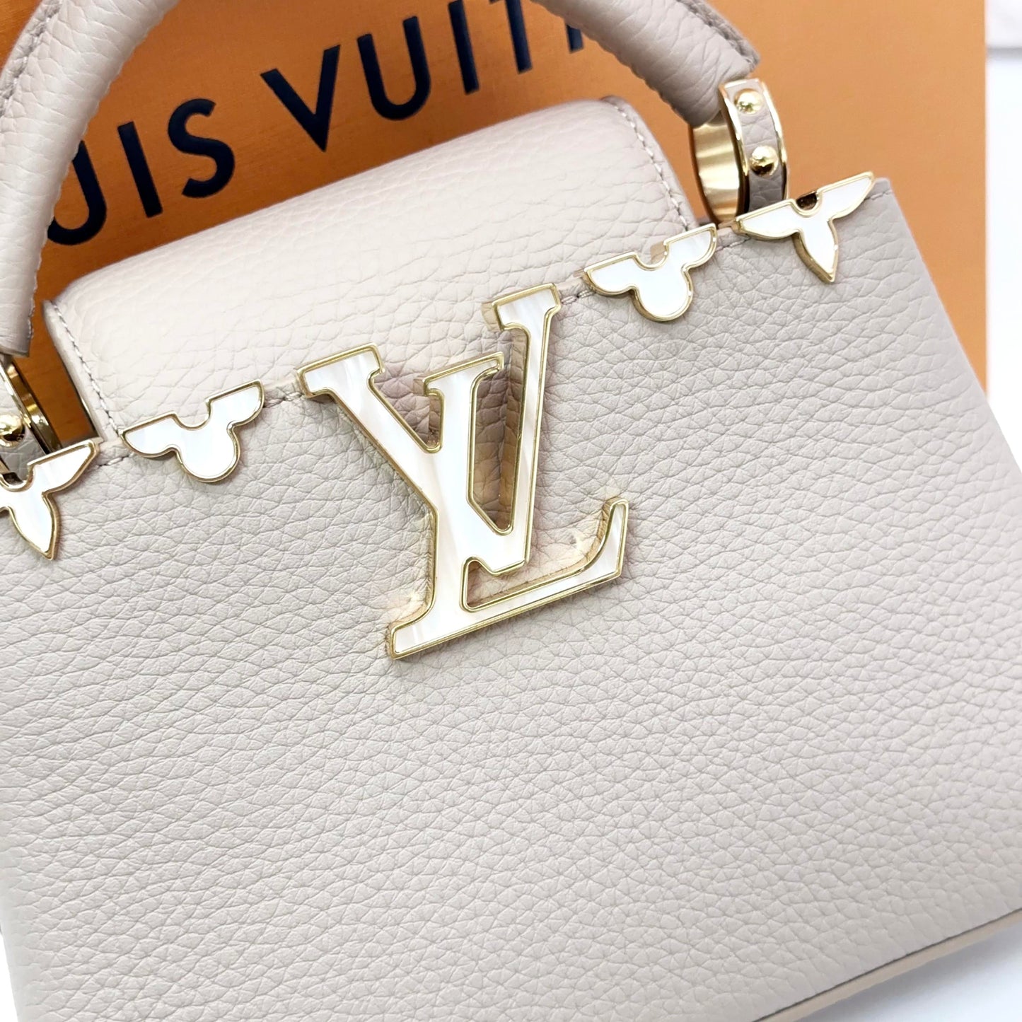 Louis Vuitton Capucines Mini in Beige Taurillon Leather with Gold-Tone Hardware [Pre-Owned]