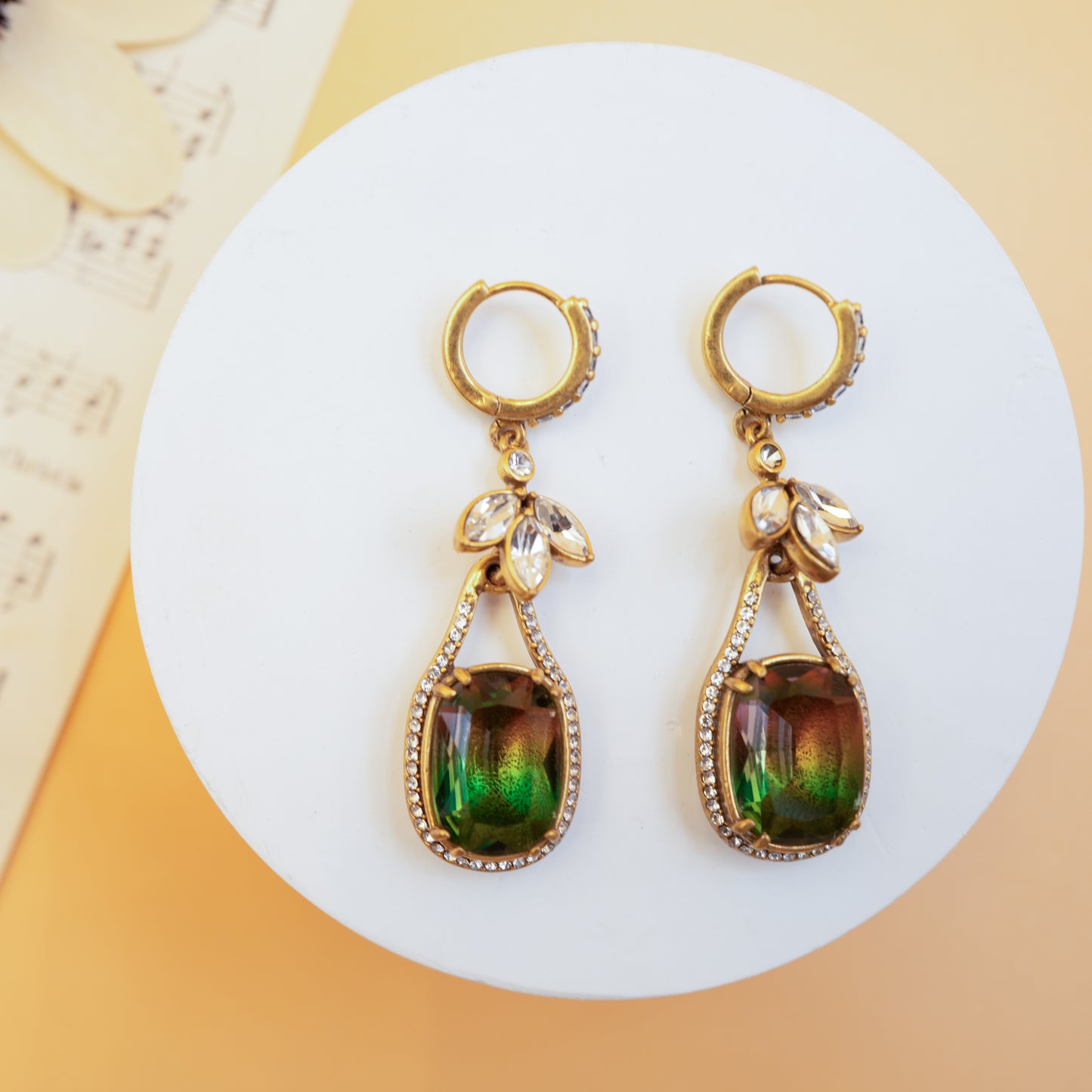 Encoriel Forest Hue Crystal Drop Earrings