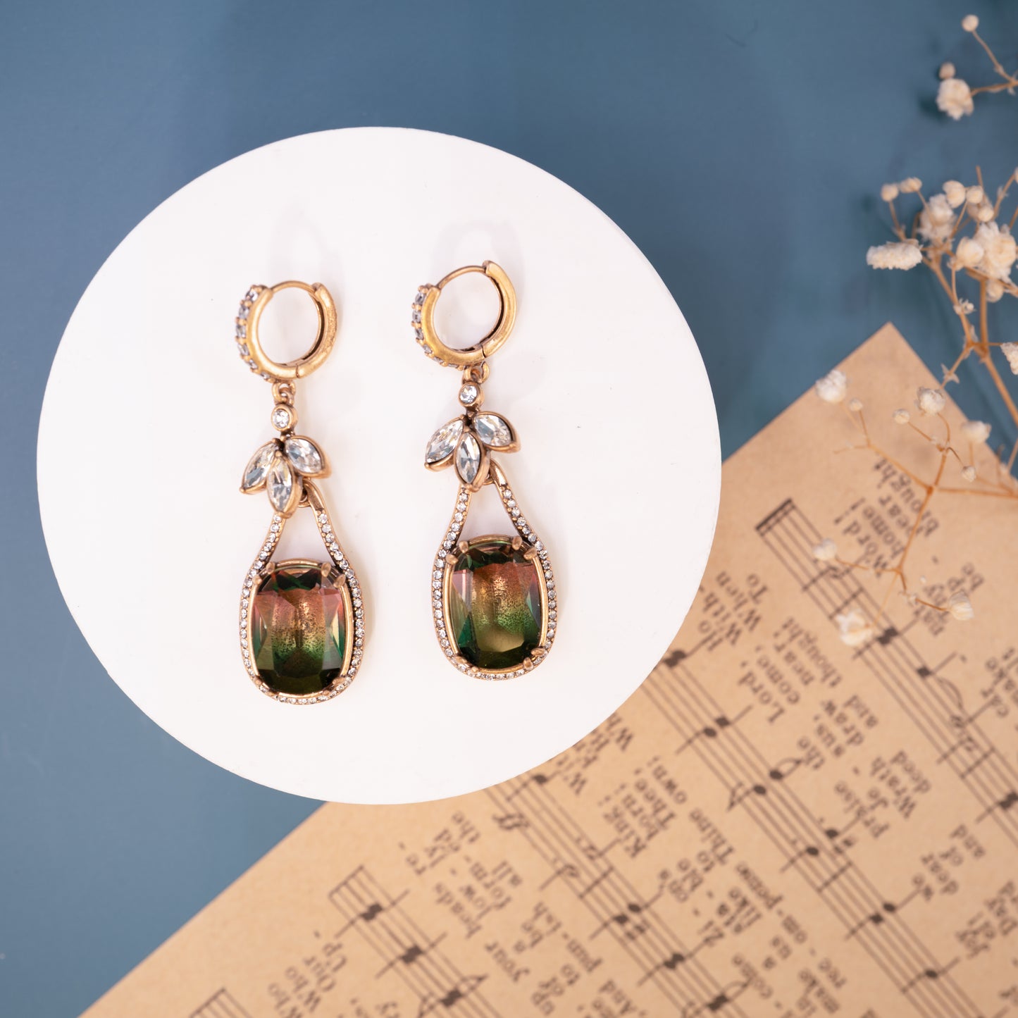 Encoriel Forest Hue Crystal Drop Earrings
