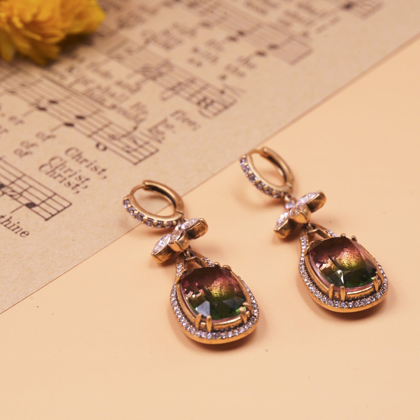 Encoriel Forest Hue Crystal Drop Earrings