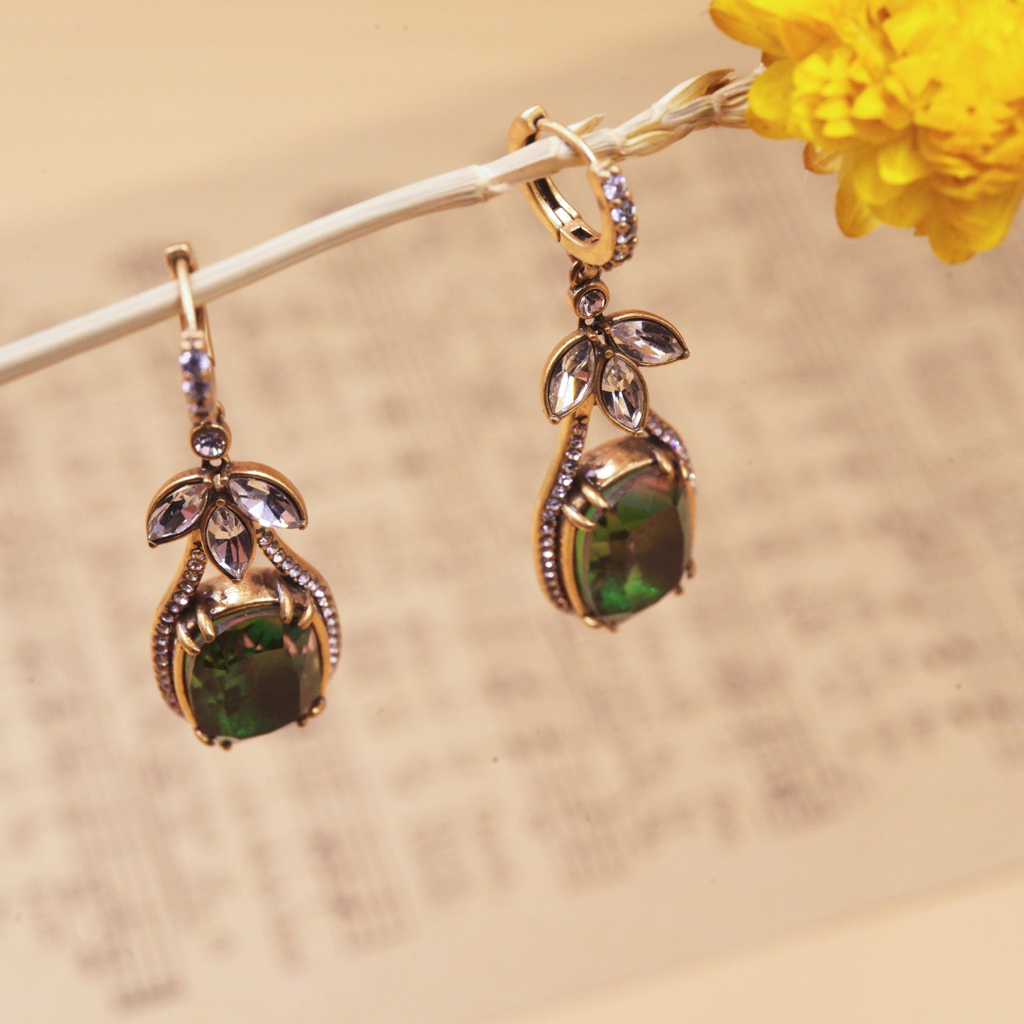 Encoriel Forest Hue Crystal Drop Earrings