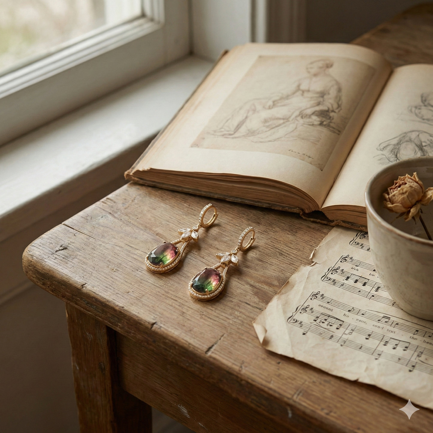 Encoriel Forest Hue Crystal Drop Earrings