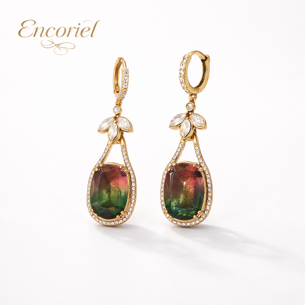 Encoriel Forest Hue Crystal Drop Earrings