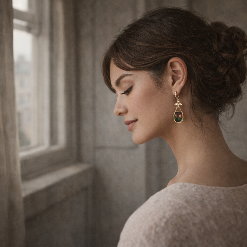 Encoriel Forest Hue Crystal Drop Earrings